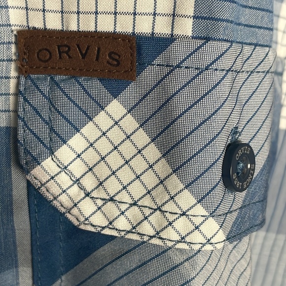 Orvis Men’s Blue & White Plaid Button Down short sleeve Shirt- XL - Picture 4 of 14